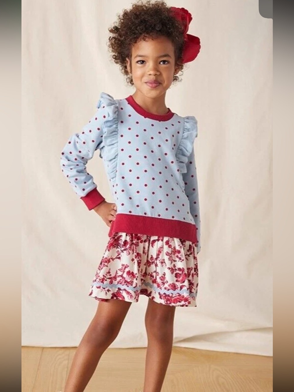 Matilda Jane Dew Drop Blue Red Sweatshirt Dress Sz 10
